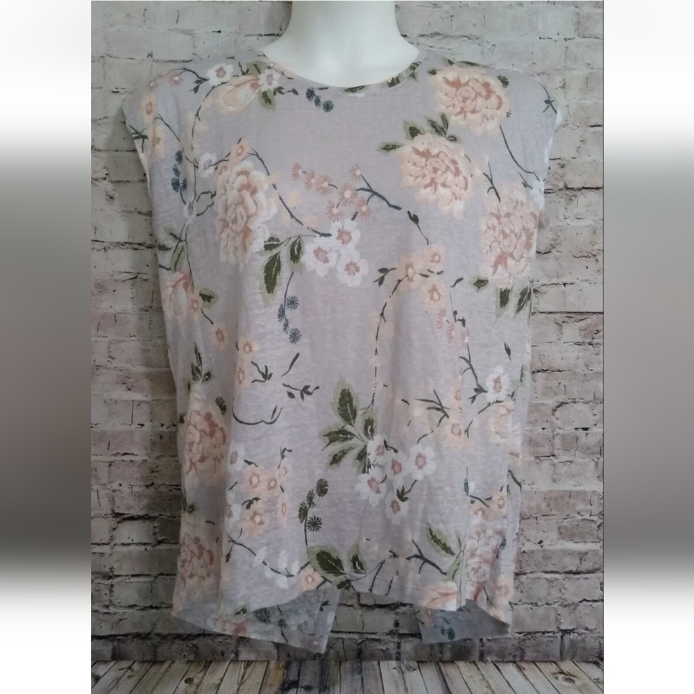Rachel Ashwell Linen Floral Top Shabby Chic Medium